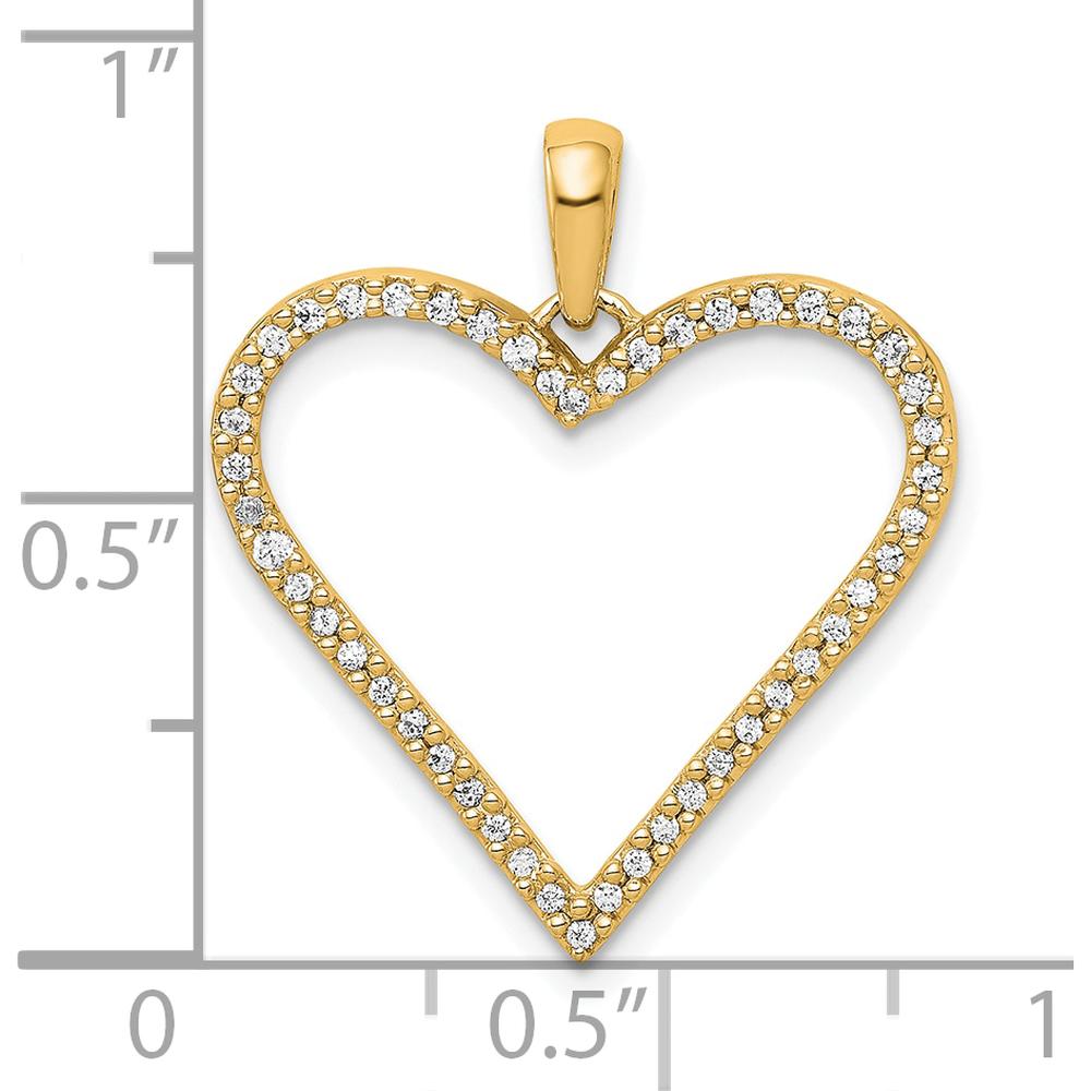 14K Yellow Gold Diamond Heart Pendant - 0.064 Carat Total Diamond Weight by Oro Pregiato
