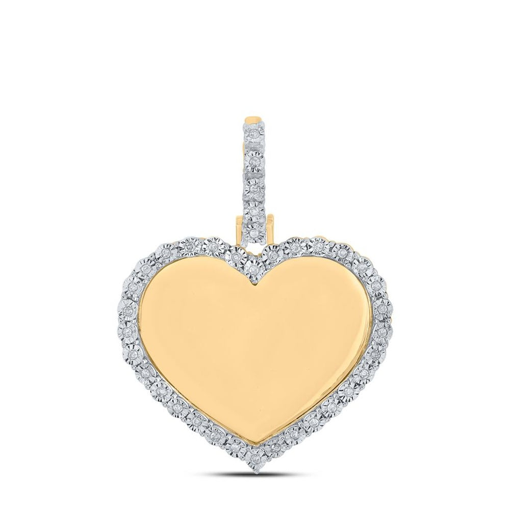 14K Yellow Gold Diamond Heart Pendant - 1/10 Carat Total Diamond Weight