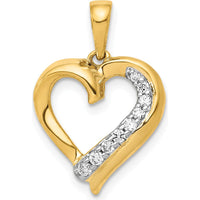 14K Yellow Gold Diamond Heart Pendant - 1/10 Carat Total Diamond Weight by Monteluci Fine Jewelry
