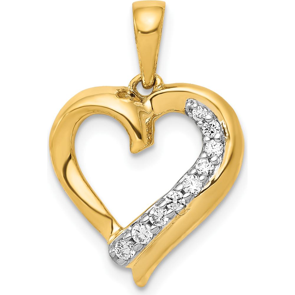 14K Yellow Gold Diamond Heart Pendant - 1/10 Carat Total Diamond Weight by Monteluci Fine Jewelry