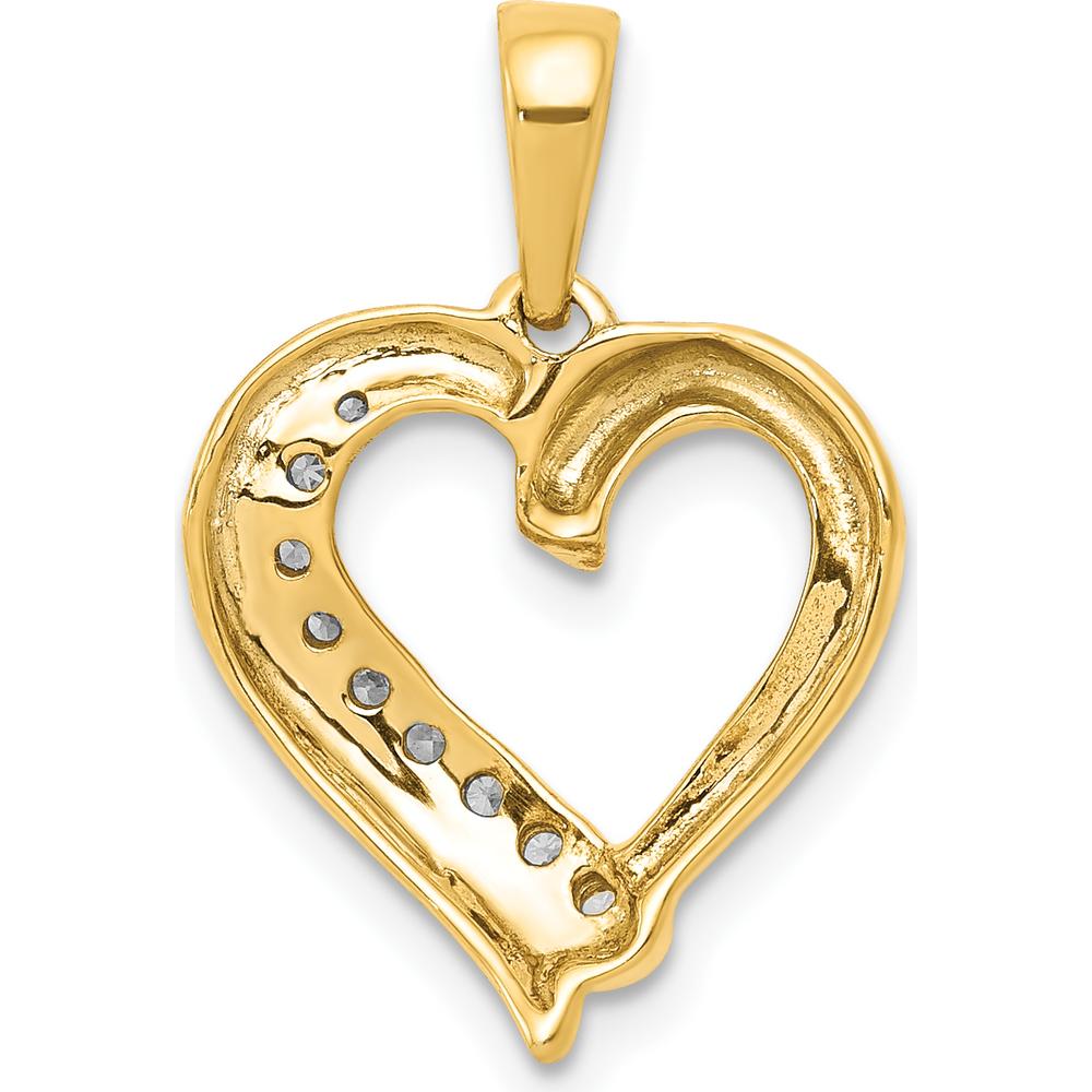 14K Yellow Gold Diamond Heart Pendant - 1/10 Carat Total Diamond Weight by Monteluci Fine Jewelry