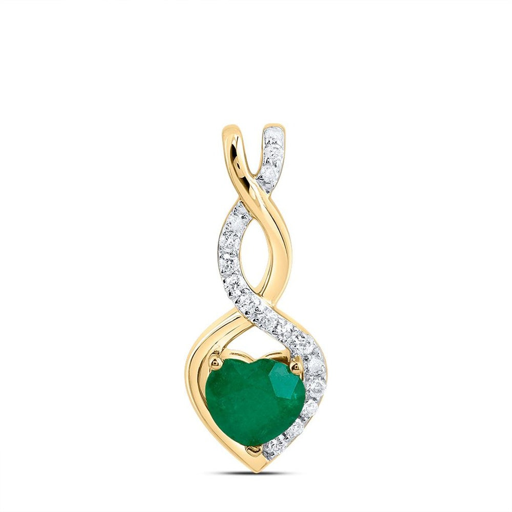 14K Yellow Gold Diamond Heart Pendant - 1/2 Carat Total Diamond Weight