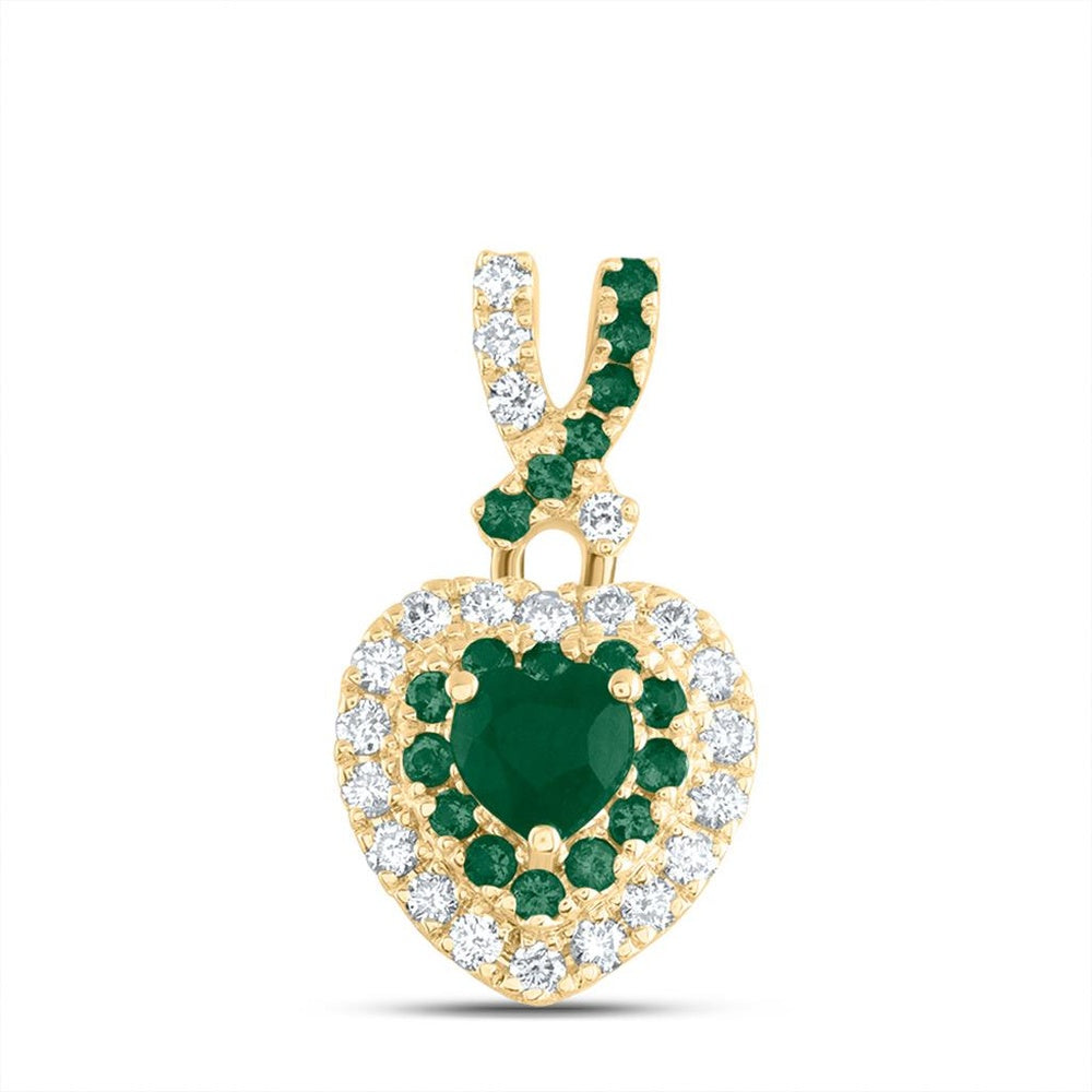 14K Yellow Gold Diamond Heart Pendant - 1/2 Carat Total Diamond Weight
