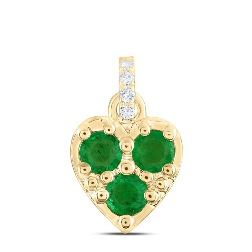 14K Yellow Gold Diamond Heart Pendant - 1/3 Carat Total Diamond Weight
