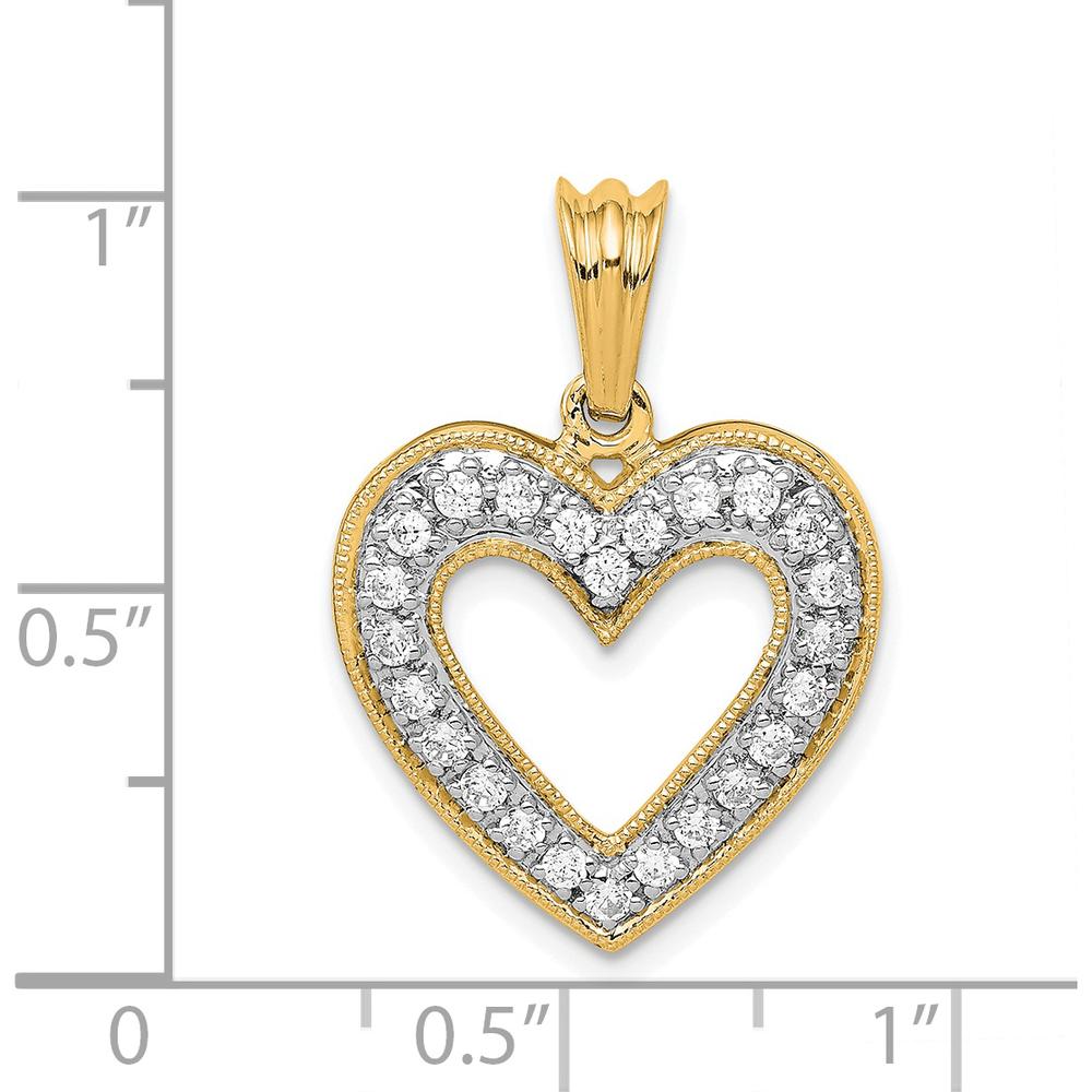 14K Yellow Gold Diamond Heart Pendant - 1/3 Carat Total Diamond Weight by Monteluci Fine Jewelry