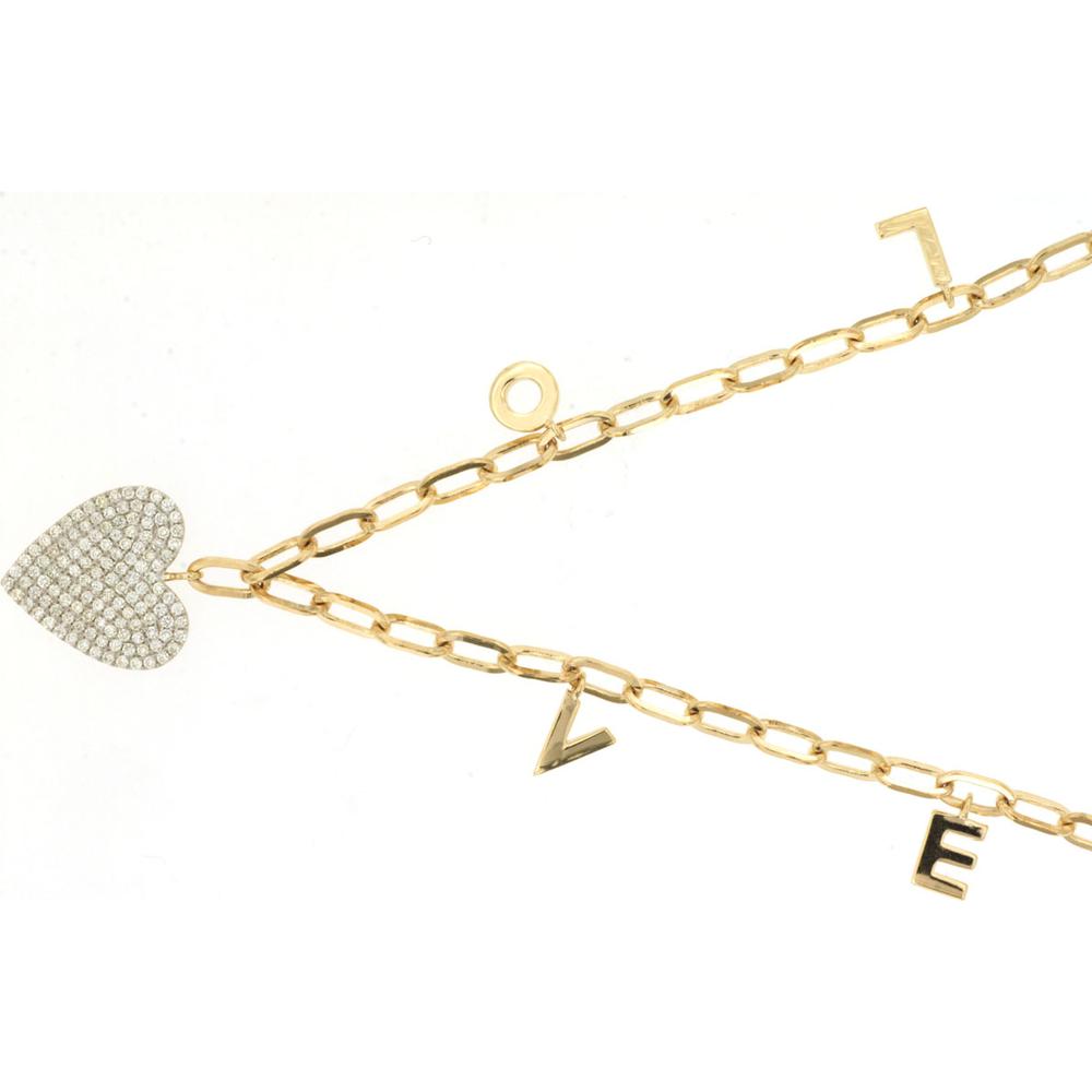 14K Yellow Gold Diamond Heart Pendant Necklace - 0.34 Carats Total Diamond Weight