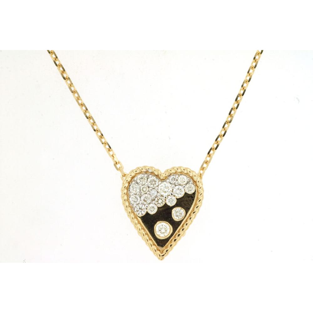 14K Yellow Gold Diamond Heart Pendant Necklace - 0.34 Carats Total Diamond Weight