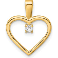 14K Yellow Gold Diamond Heart Pendant with 0.05 Carat Round Diamond by Oro Pregiato