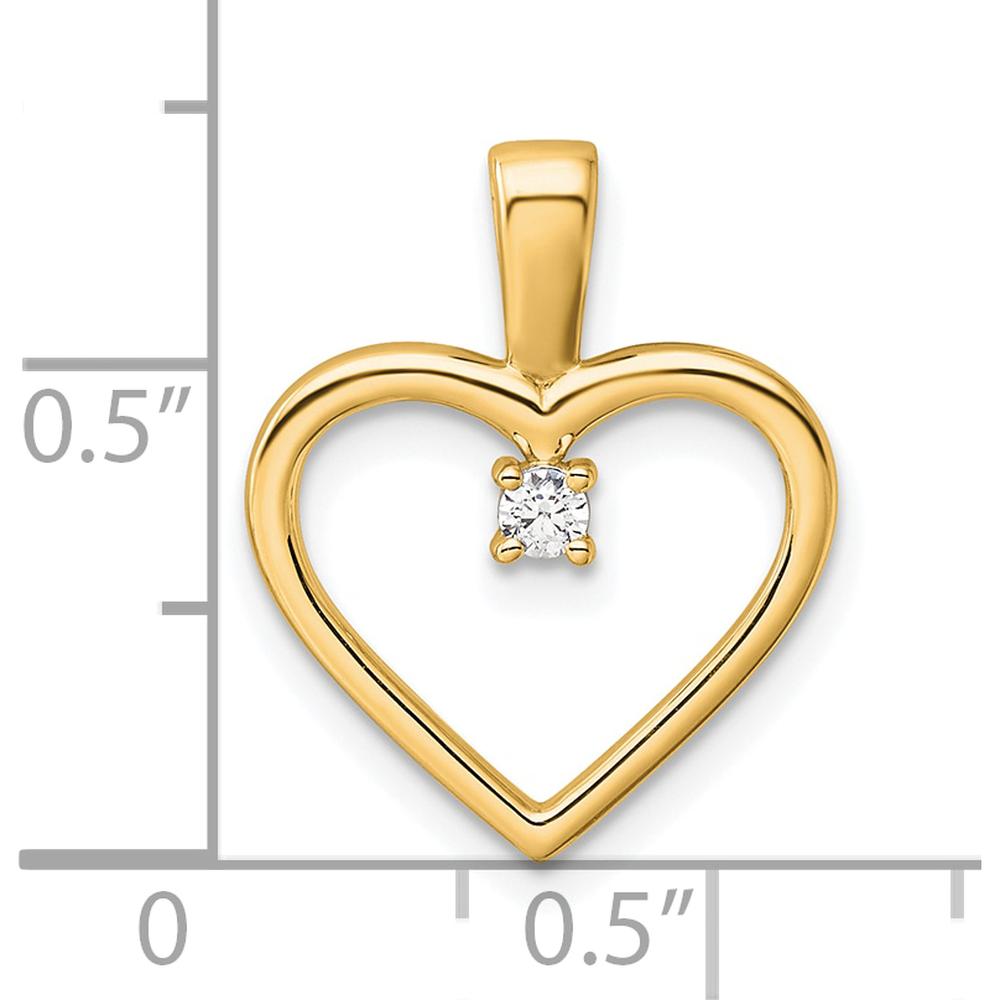 14K Yellow Gold Diamond Heart Pendant with 0.05 Carat Round Diamond by Oro Pregiato