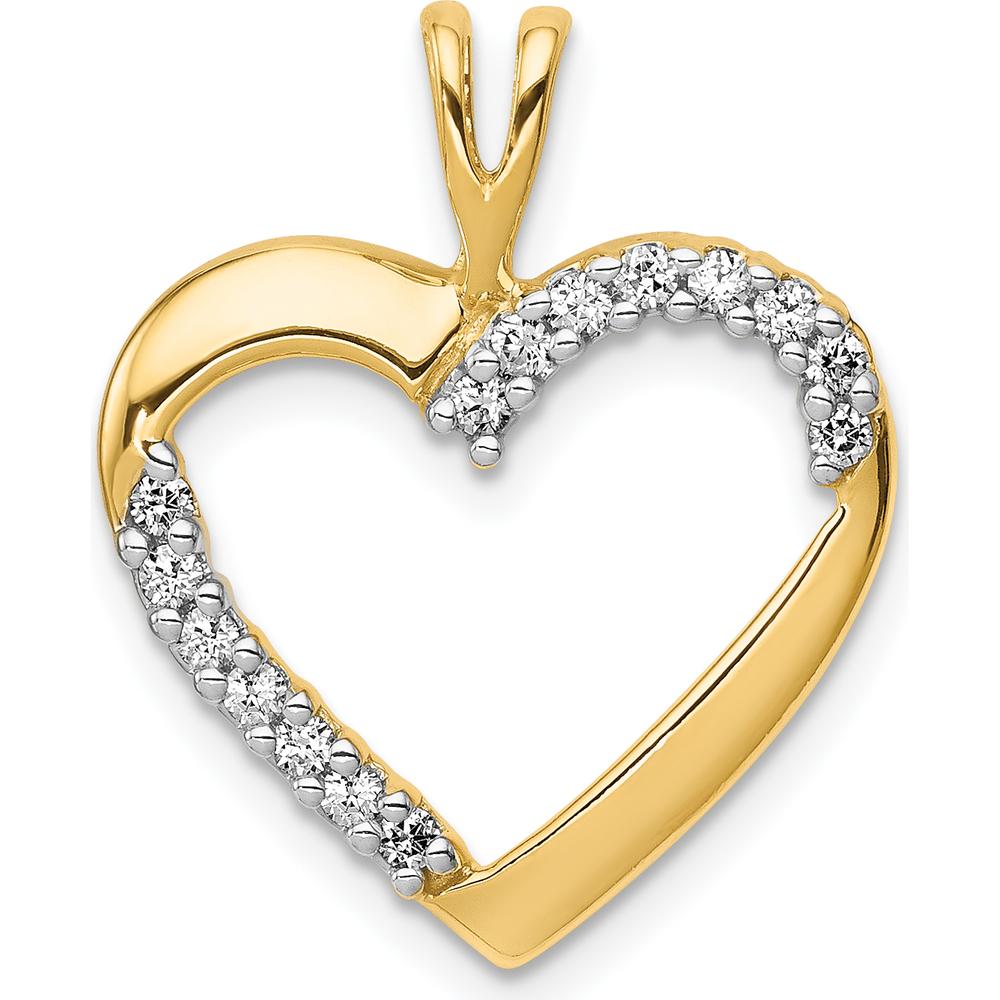 14K Yellow Gold Diamond Heart Pendant with 1/6 Carat Round Diamonds by Monteluci Fine Jewelry
