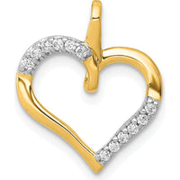 14K Yellow Gold Diamond Heart Pendant with 12 Round Diamonds - 0.014 Carat Total Diamond Weight by Monteluci Fine Jewelry