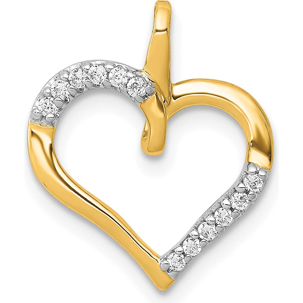 14K Yellow Gold Diamond Heart Pendant with 12 Round Diamonds - 0.014 Carat Total Diamond Weight by Monteluci Fine Jewelry