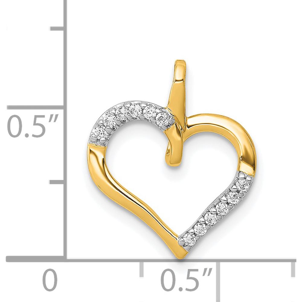 14K Yellow Gold Diamond Heart Pendant with 12 Round Diamonds - 0.014 Carat Total Diamond Weight by Monteluci Fine Jewelry