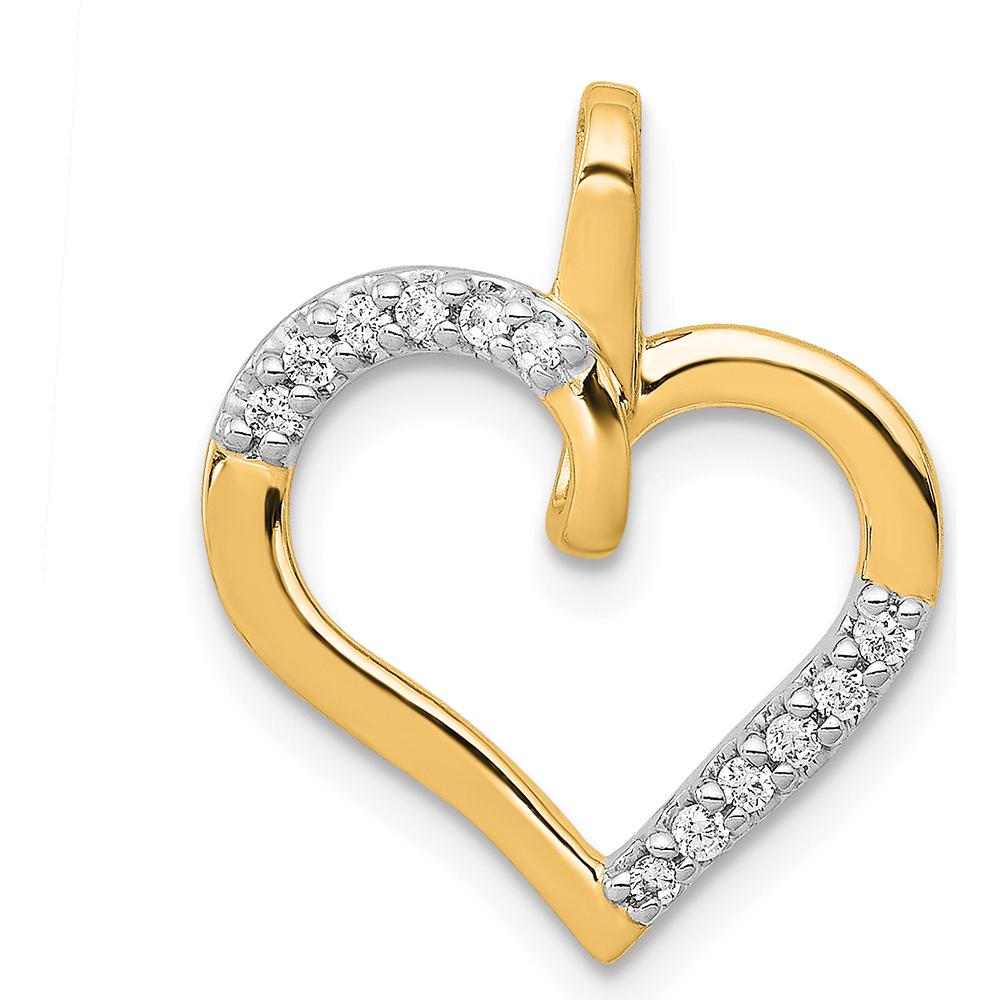 14K Yellow Gold Diamond Heart Pendant with 12 Round Diamonds - 0.03 Carat Total Diamond Weight by Monteluci Fine Jewelry