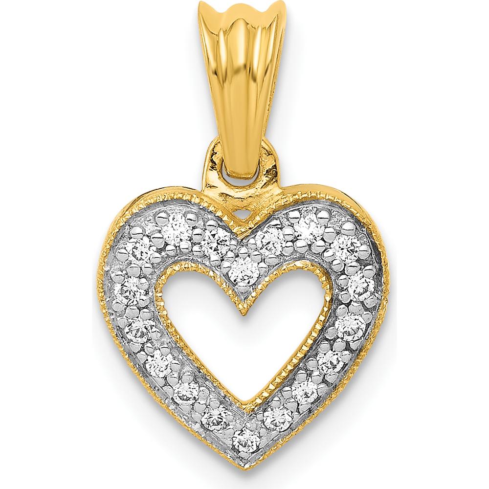 14K Yellow Gold Diamond Heart Pendant with 18 Round Diamonds - 0.11 Carat Total Diamond Weight by Monteluci Fine Jewelry