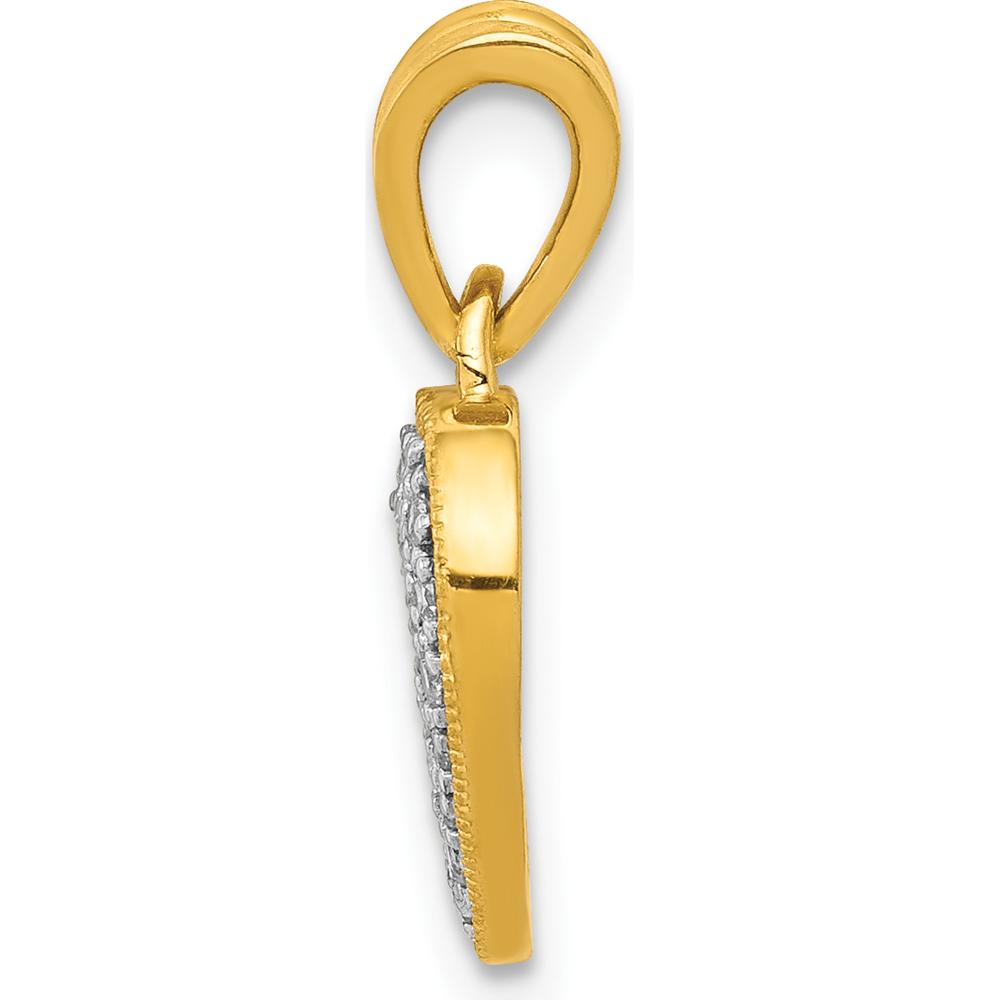 14K Yellow Gold Diamond Heart Pendant with 18 Round Diamonds - 0.11 Carat Total Diamond Weight by Monteluci Fine Jewelry
