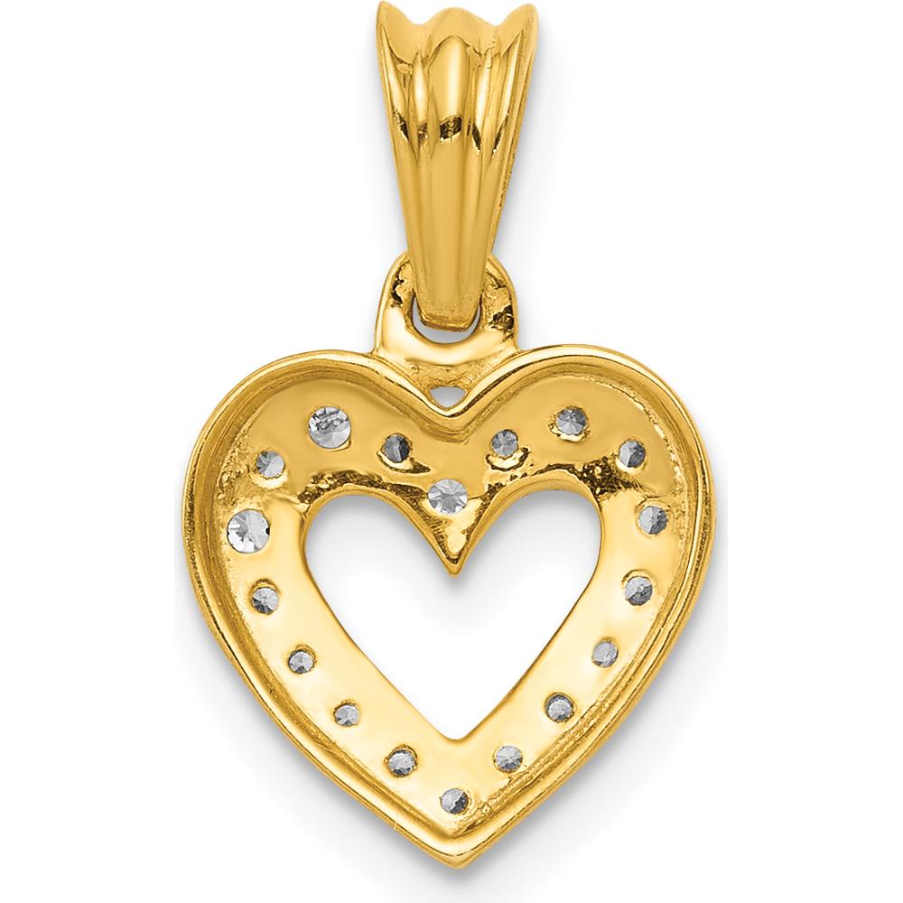 14K Yellow Gold Diamond Heart Pendant with 18 Round Diamonds - 0.11 Carat Total Diamond Weight by Monteluci Fine Jewelry