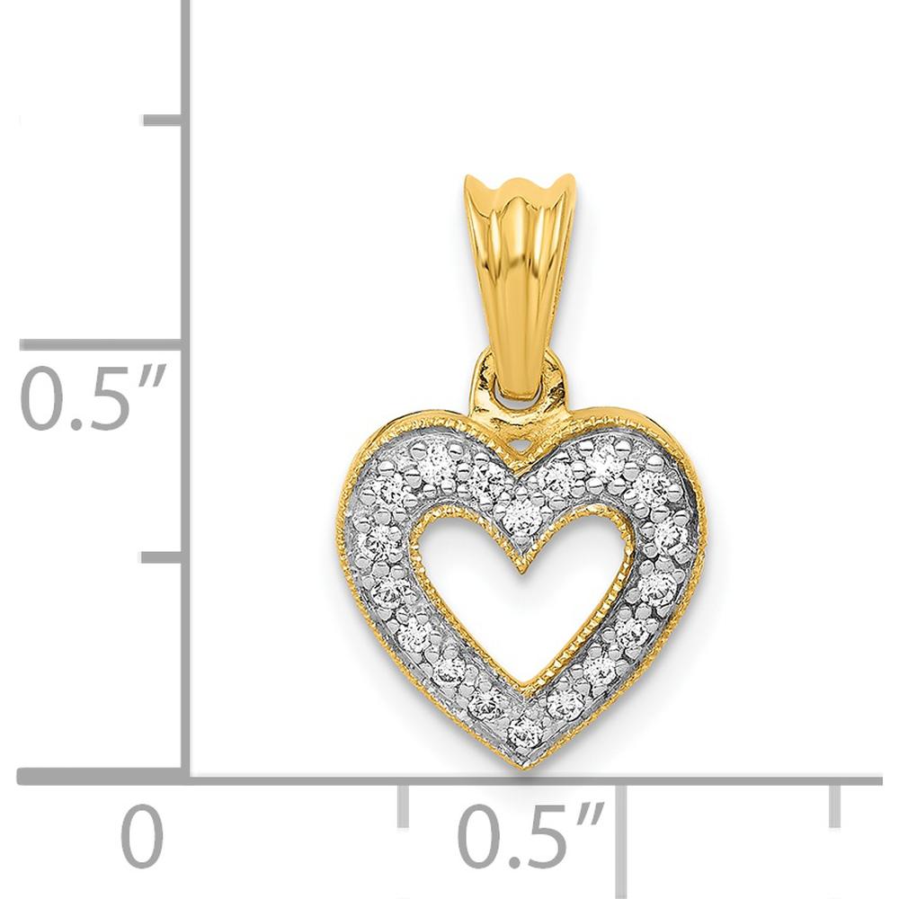14K Yellow Gold Diamond Heart Pendant with 18 Round Diamonds - 0.11 Carat Total Diamond Weight by Monteluci Fine Jewelry