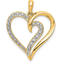 14K Yellow Gold Diamond Heart Pendant with 21 Round Diamonds - 0.005 Carat Total Diamond Weight by Oro Pregiato