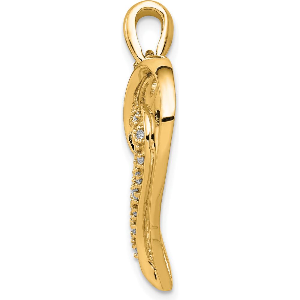 14K Yellow Gold Diamond Heart Pendant with 21 Round Diamonds - 0.005 Carat Total Diamond Weight by Oro Pregiato