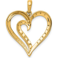 14K Yellow Gold Diamond Heart Pendant with 21 Round Diamonds - 0.005 Carat Total Diamond Weight by Oro Pregiato