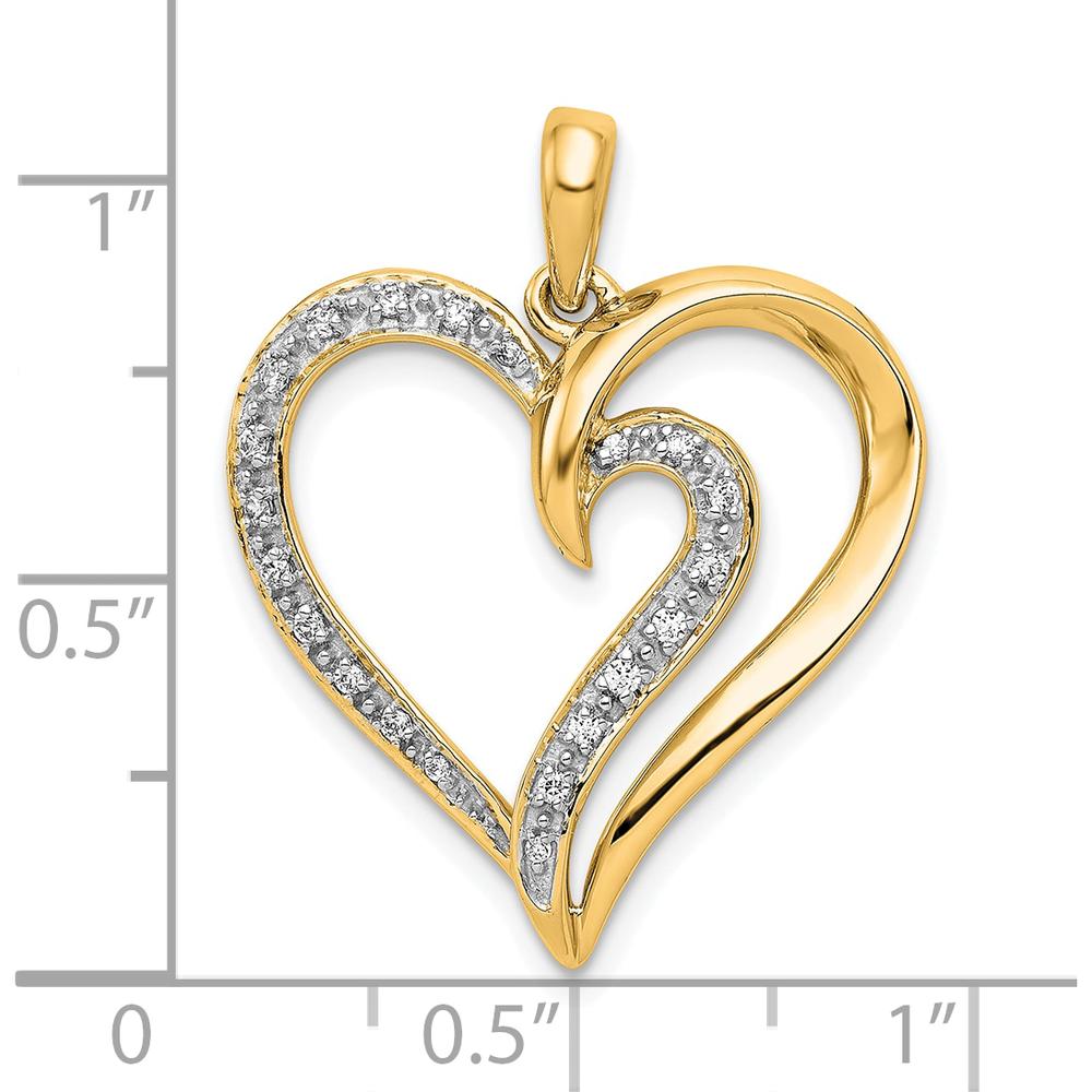 14K Yellow Gold Diamond Heart Pendant with 21 Round Diamonds - 0.005 Carat Total Diamond Weight by Oro Pregiato