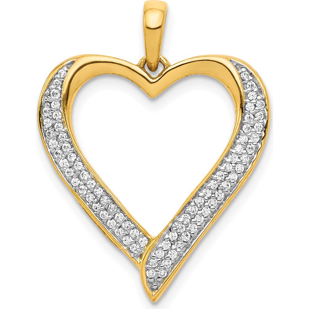 14K Yellow Gold Diamond Heart Pendant with 76 Round Diamonds - 0.03 Carat Total Diamond Weight by Monteluci Fine Jewelry