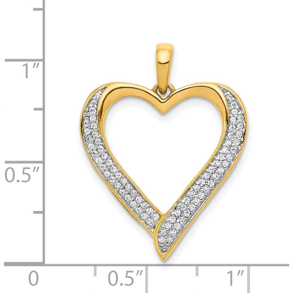 14K Yellow Gold Diamond Heart Pendant with 76 Round Diamonds - 0.03 Carat Total Diamond Weight by Monteluci Fine Jewelry
