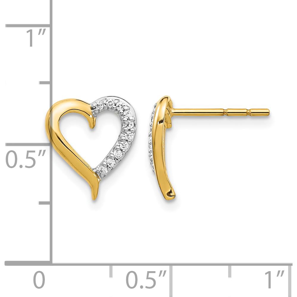 14K Yellow Gold Diamond Heart Post Earrings with 20 Round Diamonds - 0.10 Carat Total Diamond Weight by Monteluci Fine Jewelry