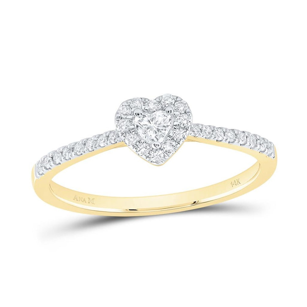 14K Yellow Gold Diamond Heart Ring - 1/4 Carat Total Diamond Weight