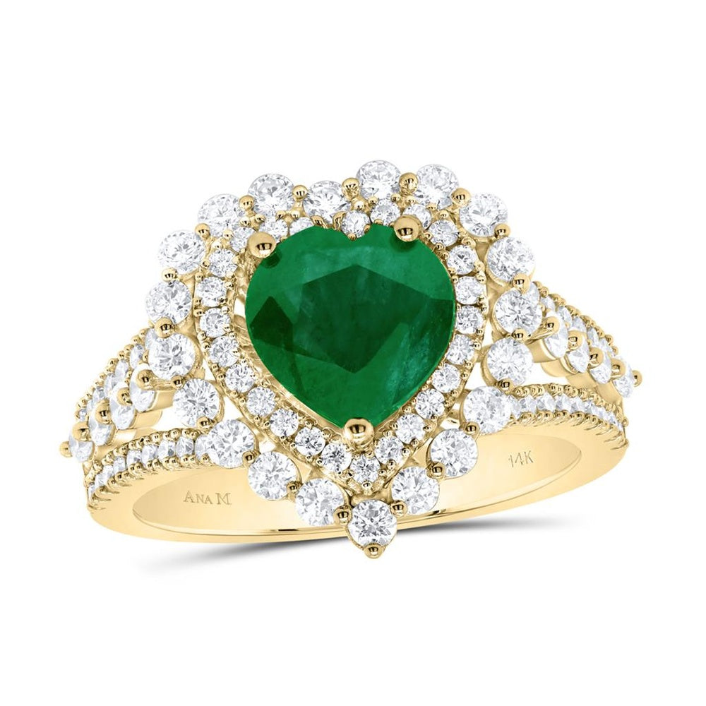 14K Yellow Gold Diamond Heart Ring - 2 3/4 Carat Total Diamond Weight