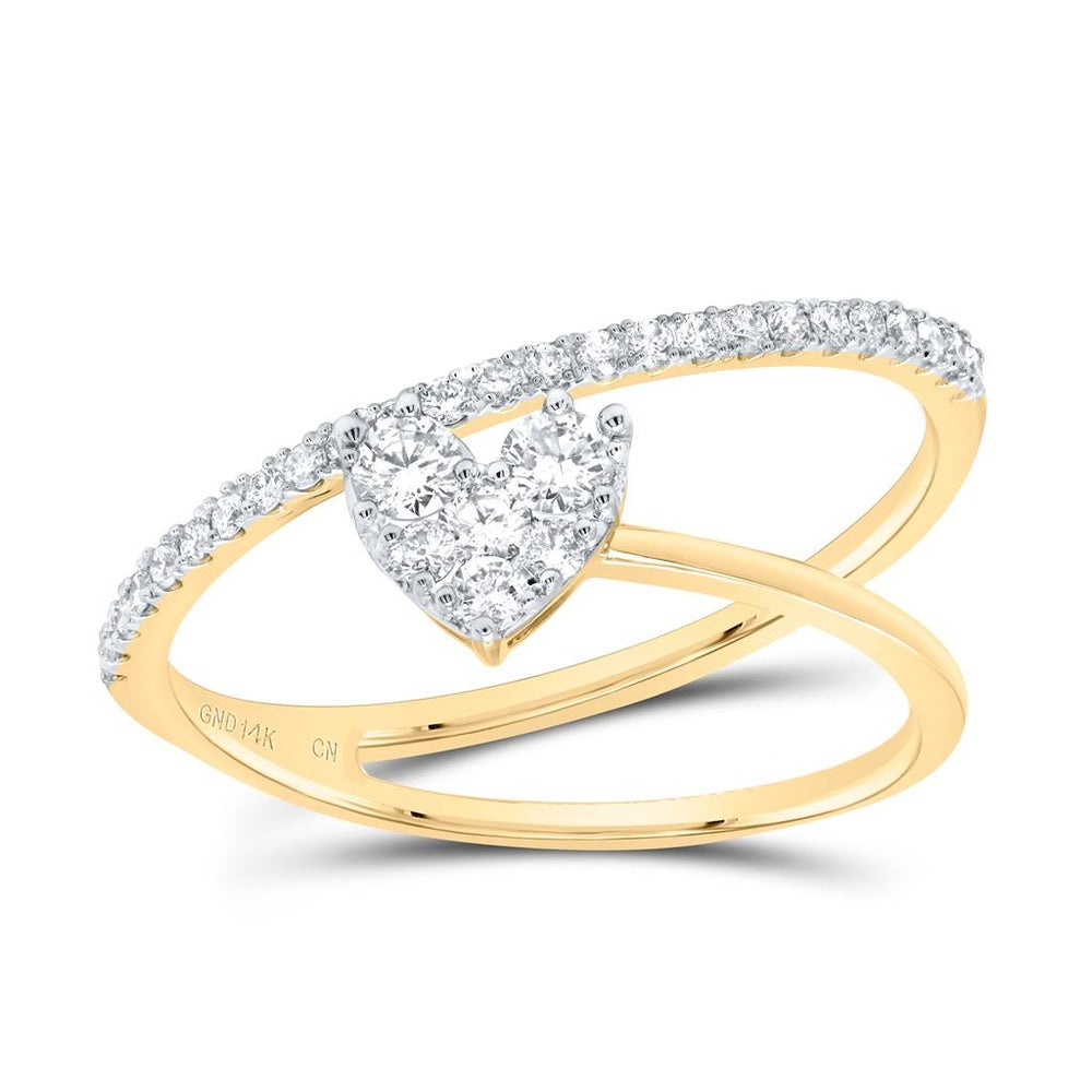 14K Yellow Gold Diamond Heart Ring - 3/8 Carat Total Diamond Weight