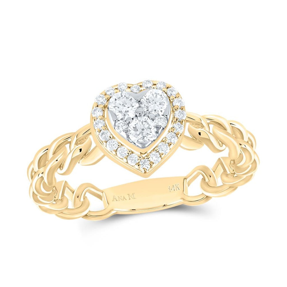 14K Yellow Gold Diamond Heart Ring - 3/8 Carat Total Diamond Weight
