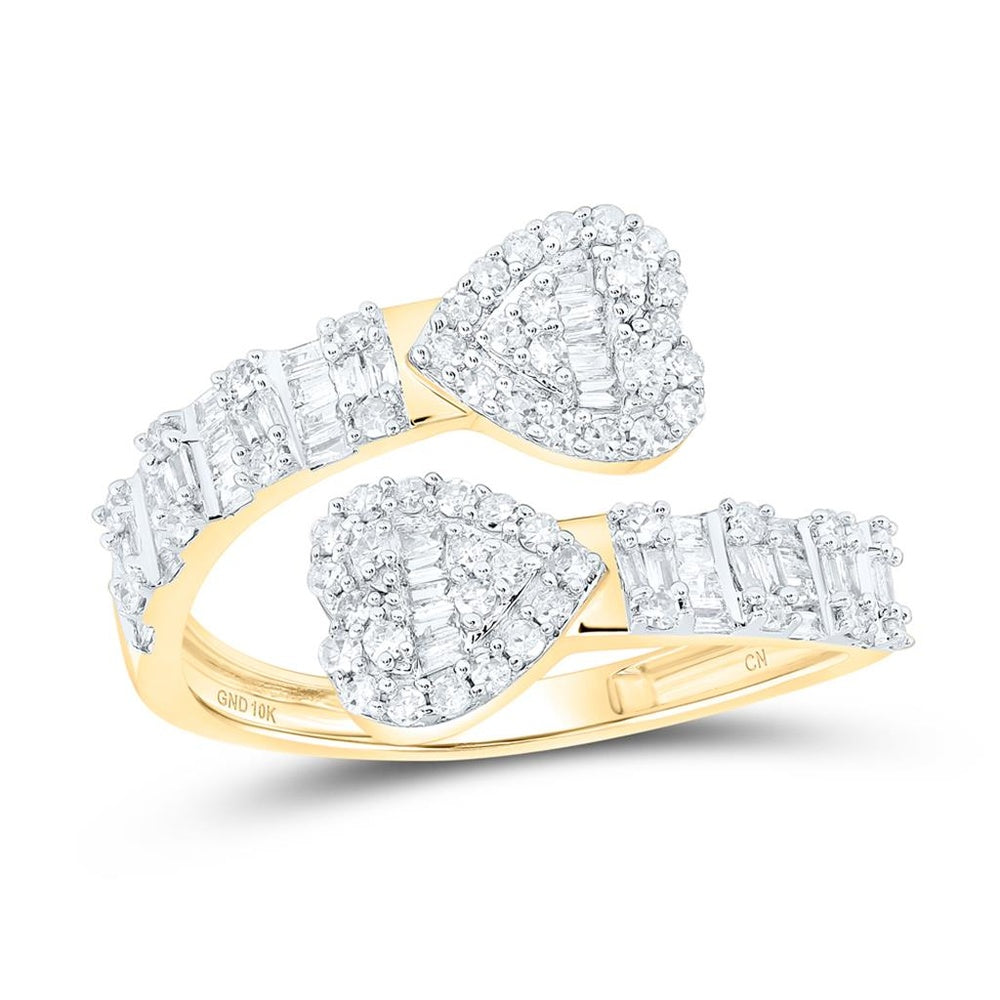 14K Yellow Gold Diamond Heart Ring - 5/8 Carat Total Diamond Weight