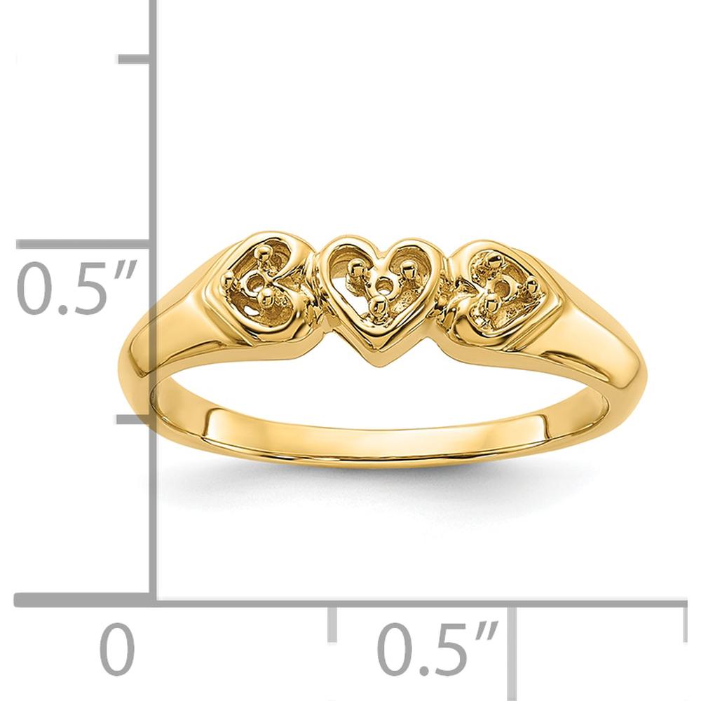 14K Yellow Gold Diamond Heart Ring with Polished Finish - 0.05 Carat Total Diamond Weight by Oro Pregiato