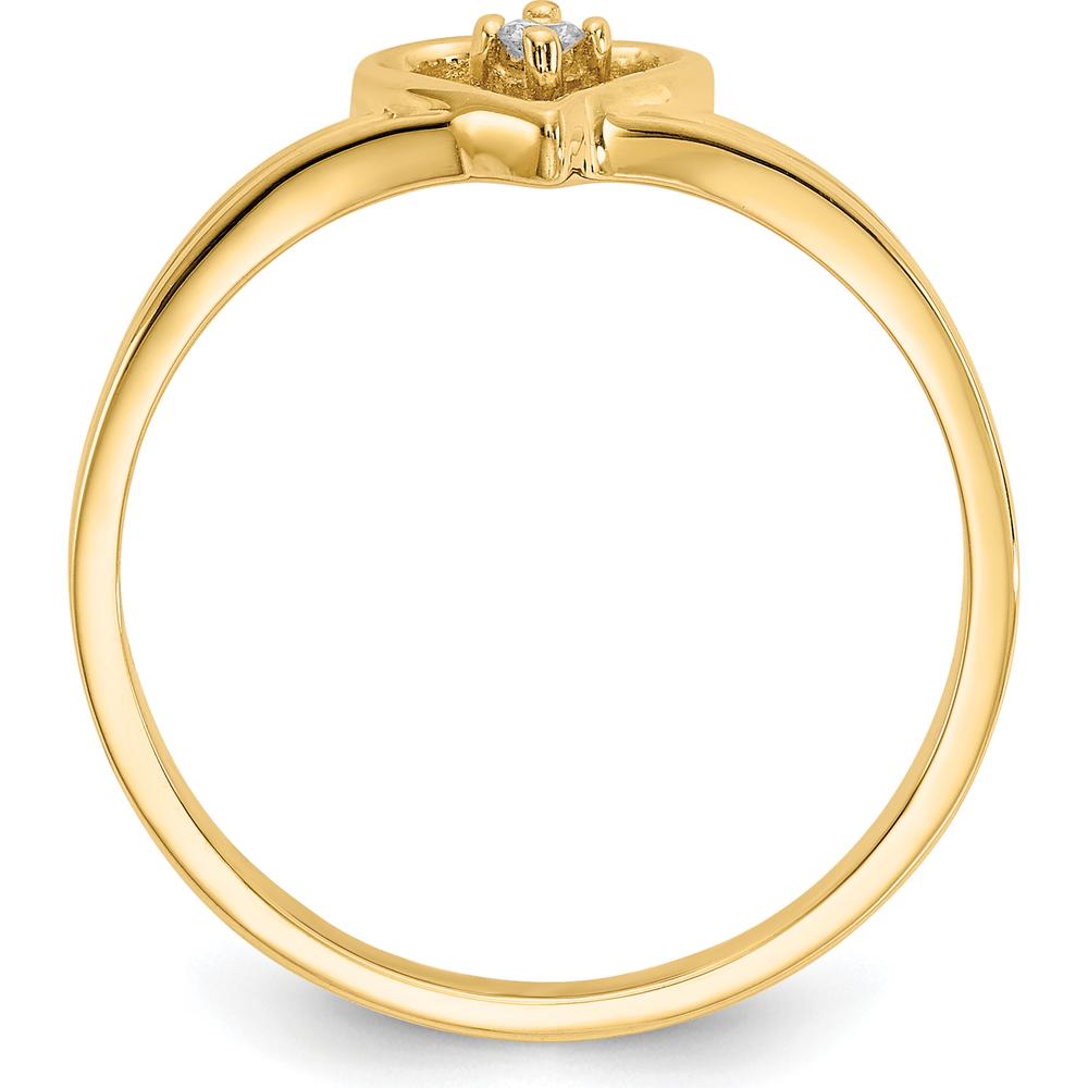 14K Yellow Gold Diamond Heart Ring with Prong Set Round Diamond - 0.02 Carat by Monteluci Fine Jewelry