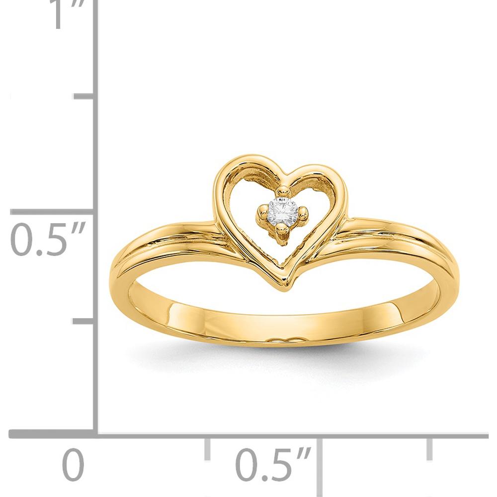 14K Yellow Gold Diamond Heart Ring with Prong Set Round Diamond - 0.02 Carat by Monteluci Fine Jewelry