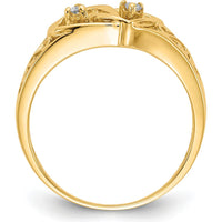 14K Yellow Gold Diamond Heart Ring with Round Cut Prong Set Diamonds - 0.02 Carat Total Diamond Weight by Monteluci Fine Jewelry