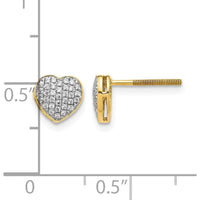 14K Yellow Gold Diamond Heart Screw Back Earrings - 0.136 Carat Total Diamond Weight by Monteluci Fine Jewelry