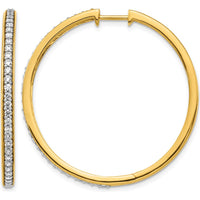 14K Yellow Gold Diamond Hinged Hoop Earrings - 0.012 Carat Total Diamond Weight by Monteluci Fine Jewelry