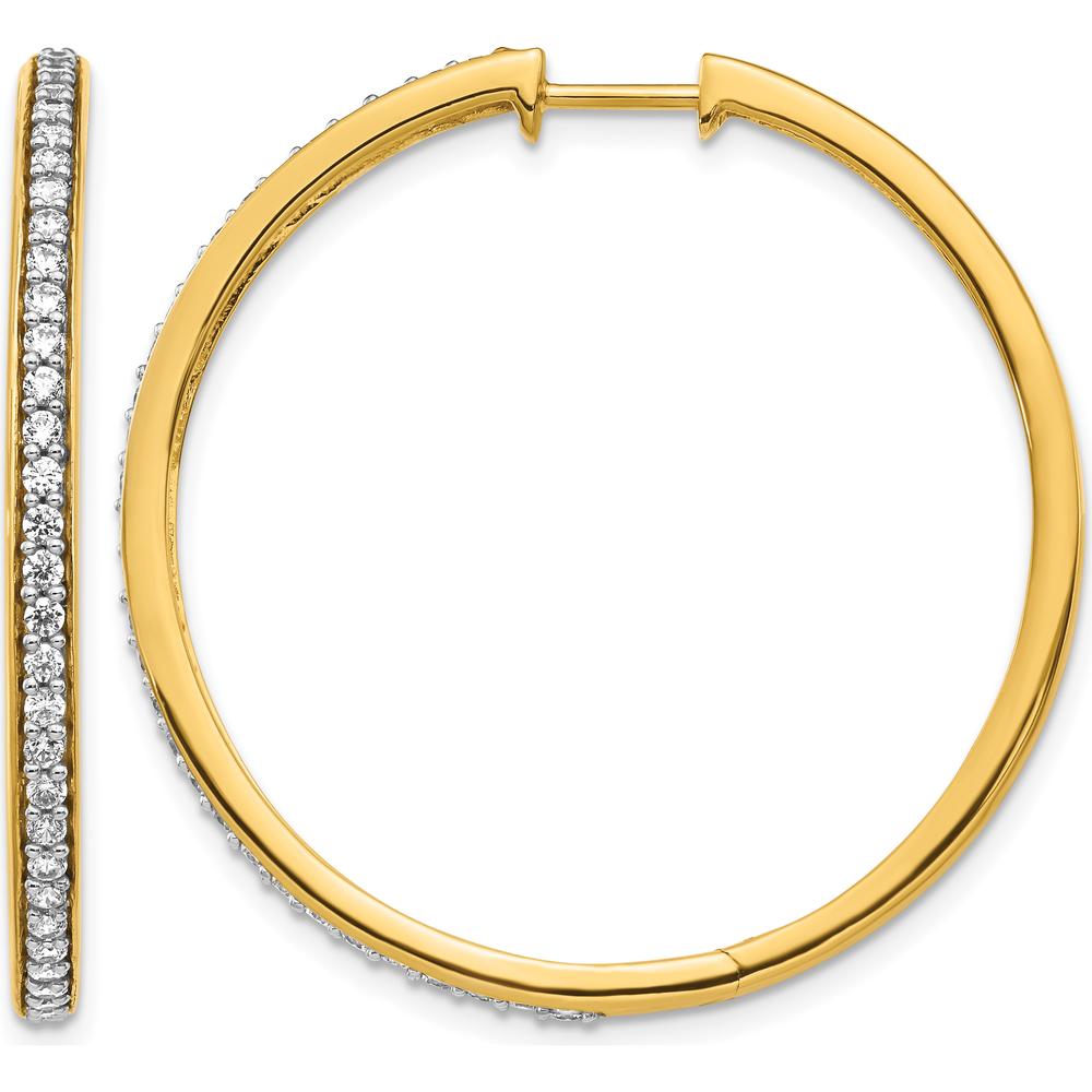 14K Yellow Gold Diamond Hinged Hoop Earrings - 0.012 Carat Total Diamond Weight by Monteluci Fine Jewelry