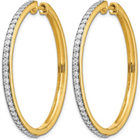 14K Yellow Gold Diamond Hinged Hoop Earrings - 0.012 Carat Total Diamond Weight by Monteluci Fine Jewelry