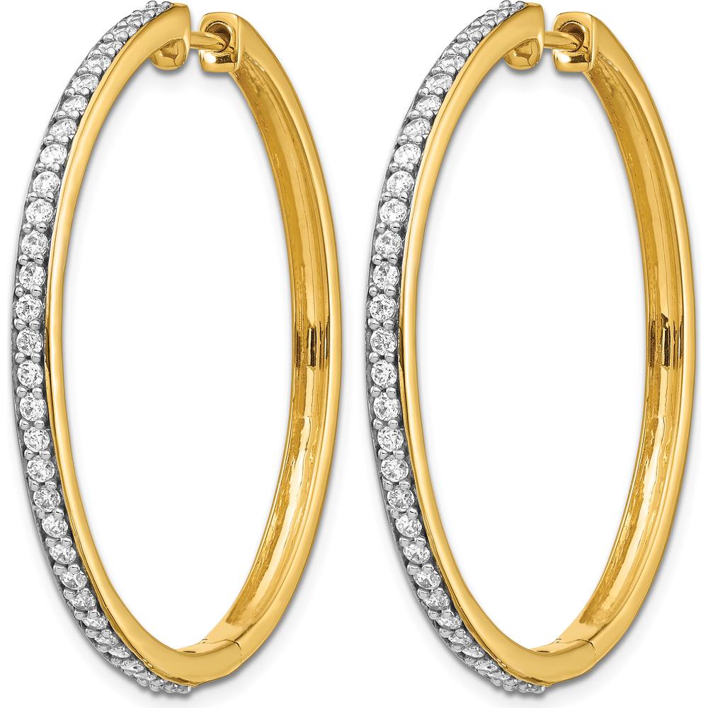 14K Yellow Gold Diamond Hinged Hoop Earrings - 0.012 Carat Total Diamond Weight by Monteluci Fine Jewelry