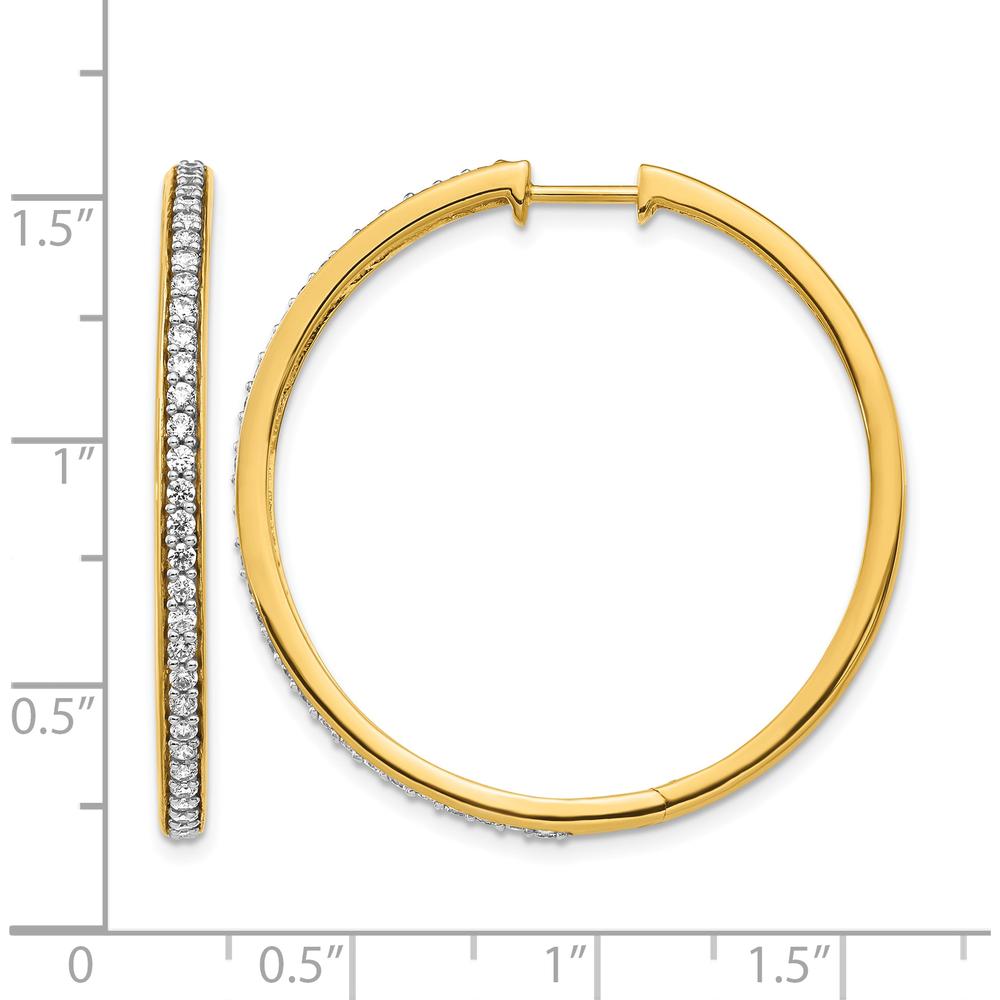 14K Yellow Gold Diamond Hinged Hoop Earrings - 0.012 Carat Total Diamond Weight by Monteluci Fine Jewelry