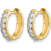 14K Yellow Gold Diamond Hinged Hoop Earrings - 0.022 Carat Total Diamond Weight by Monteluci Fine Jewelry