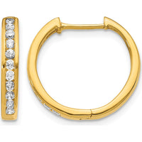 14K Yellow Gold Diamond Hinged Hoop Earrings - 0.0225 Carat Total Diamond Weight by Monteluci Fine Jewelry
