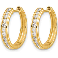 14K Yellow Gold Diamond Hinged Hoop Earrings - 0.0225 Carat Total Diamond Weight by Monteluci Fine Jewelry