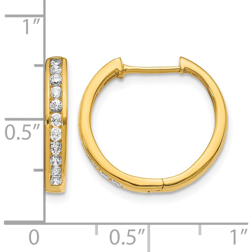 14K Yellow Gold Diamond Hinged Hoop Earrings - 0.0225 Carat Total Diamond Weight by Monteluci Fine Jewelry