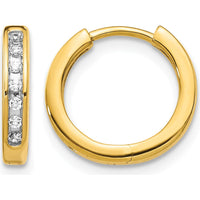 14K Yellow Gold Diamond Hinged Hoop Earrings - 0.024 Carat Total Diamond Weight by Monteluci Fine Jewelry