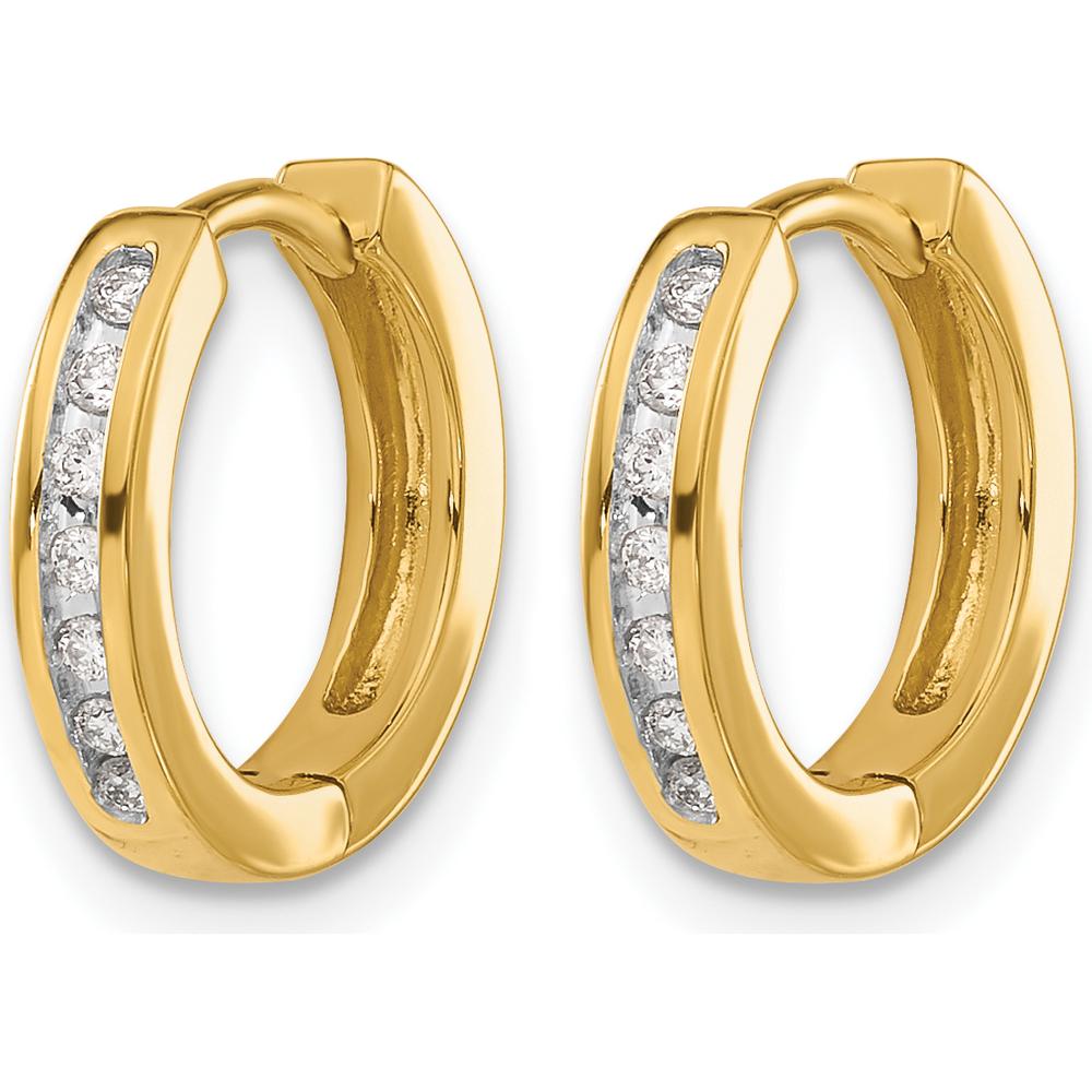 14K Yellow Gold Diamond Hinged Hoop Earrings - 0.024 Carat Total Diamond Weight by Monteluci Fine Jewelry